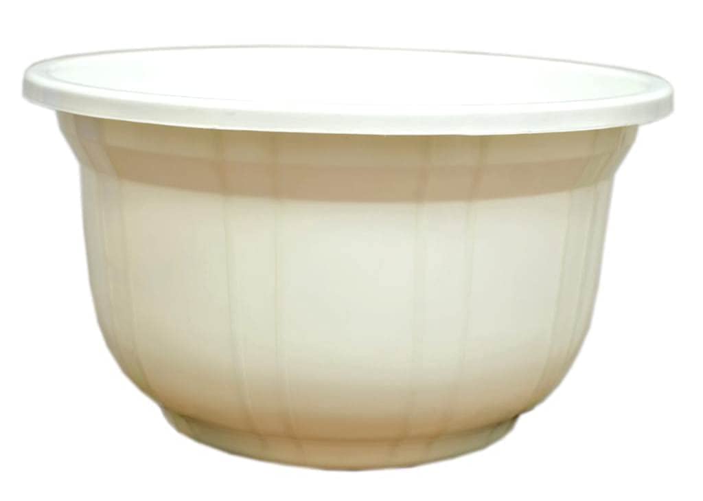 Multipurpose Plastic Bath Tub/Washing Unbreakable Livestock Feeding Pan With Hand Grip - 30 LTR Bathroom Accessory (White)