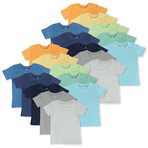 Image of HonestBaby Baby Toddler & Kids' 100% Organic Cotton Short Sleeve T-Shirts (10-Pack)