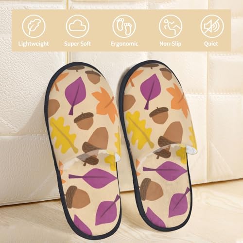 Acorn Autumn Fall Leaf Leaves Print House Slippers For Women And Men,Soft Slippers With Memory Foam,Non-Slip Indoor Home Shoes2