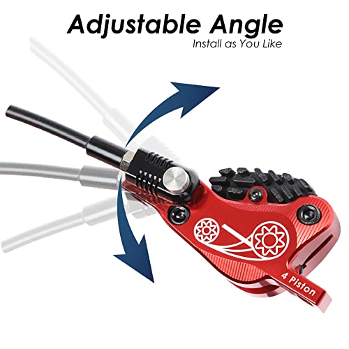 Jfoyh 2022 New Upgrades 4-Piston Pre-Bled Hydraulic Disc Brake Set For Mountain Bike, Mtb Disc Brake Kit With 160Mm Cooling Floating Rotors, Origial Pads - Rainbow #TOP3