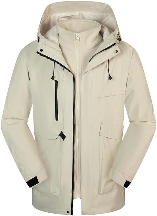 Men's Outdoor Skiing Jacket 3-in-1 Velvet Mountaineering Jacket Winter Warm Jacket