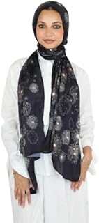 حجاب ساتان مطبوع للنساء من تاي شوب، مقاس 70 × 20 سم، موديل BK15SA101300117، لون أسود