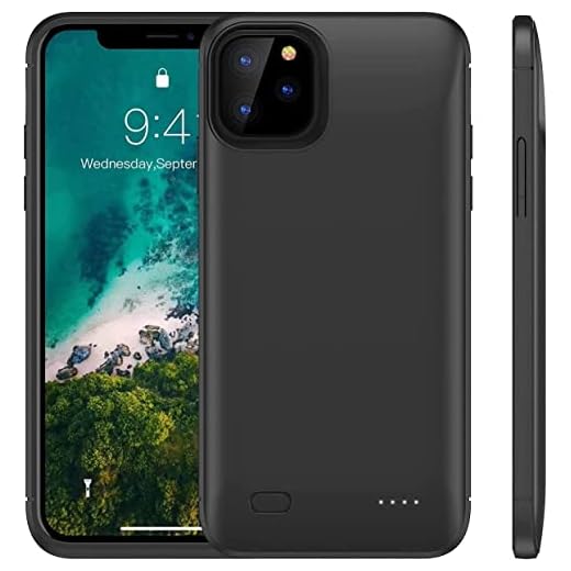 AFTRYOUGO Battery Case for iPhone 11, 7200mAh Extended Portable Battery Pack Rechargeable Charging Case Smart Battery Case for iPhone 11 External Battery Cover 6.1 inch Charging Case - Black
