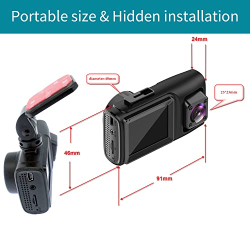 XRC TECH Mini Dash Cam Dual Channel frontal e no carro 1080p + 1080p grande angular com rastreador G