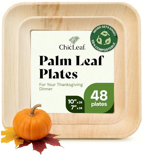 Chic Leaf Compostable & Biodegradable Palm Leaf Disposable Bamboo Plates