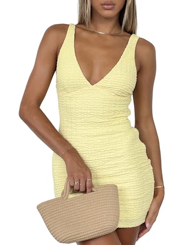 ZREQV Summer Dresses for Women 2026 Going Out Sleeveless Sexy V Neck Backless Vacation Party Bodycon...