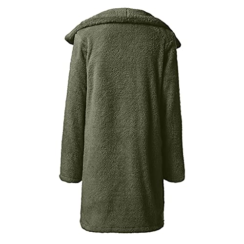 Zefotim Plus Size Winter Coats For Women,Ladies Warm Wool Coat Jacket Lapel Winter Outerwear Winter Long Sleeve Pockets Coat Puffy Jackets For Women Women's Fleece Jackets & Coats Army Green #TOP2