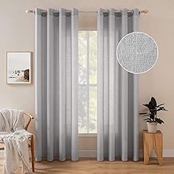 Cortina Gris Translucida MIULEE 2 Piezas Cortinas Salon Translucidas Poliéster Lino con Ojales Visillos de Dormitorio Moderno Ventana Salon Habitacion Cuarto Dormitorio Comedor Cocina 140x260 cm Gris Claro