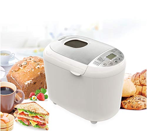 Bread Maker Stainless Steel Automatic Multifunctional Bread Machine with 19 Programs, 3 Crust Colors, 15 Hours Delay Timer, 1 Hour Keep Warm (550W)