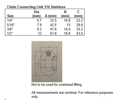 Stainless Steel 316 Chain Connecting Link 5/16" (8mm) Marine Grade Connector - Image 5