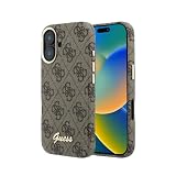 CG MOBILE Guess Funda de Polipiel Logo en Relieve para iPhone 16 Compatible con MagSafe, Protección Completa, Marrón
