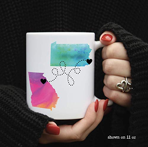 Best Friends Quote Personalized Long Distance Coffee Mug, States And Countries, Friendship Gift, 11Oz Or 15Oz #TOP6