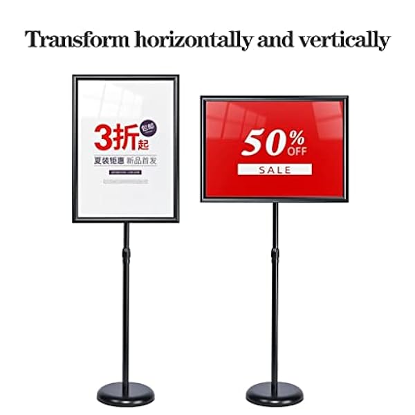 LVTFCO Teken displays teken houder stand poster stand vloer staande poster houder kennisgeving stand menu teken houder, voetstuk vloer staande teken houder, verticale en horizontale weergave