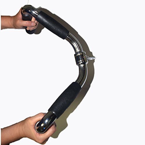 yuhqc Barbell Economy Multi-Exerciser Cable Attachment Bar with Rubber Handgrips & Revolving Hanger