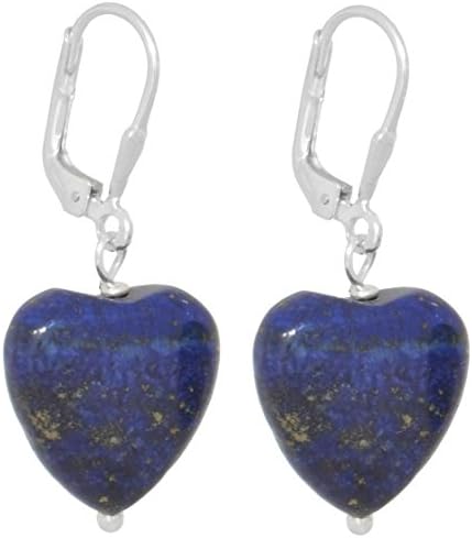 ERCE Lapis Lazuli Heart Earrings Gemstone 925 Sterling Silver