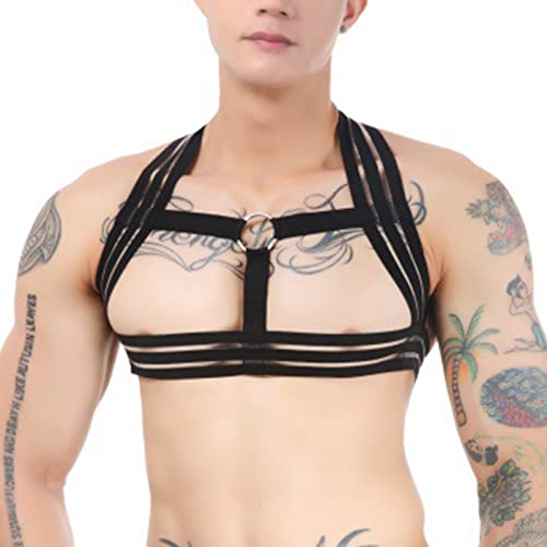 Image of Mens Harness Belt Nylon Elastic Body Shoulder Strap Sexy Halter Club Wear Cosplay Costume
