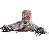 Halloween Haunters Animated Skeleton Groundbreaker with Moving Head and Arms Graveyard Prop Decoration - Life-Size Shaking Zombie Skull, Scary Howls, LED Eye, Spider Webs - Haunted House, Tombstone