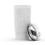 Well Told Engraved Brooklyn New York Map Insulated Coffee Tumbler, Etched Stainless Steel Mug (20 oz, White) City Map Insulated Tumbler, Custom Travel Mug, Outdoor Drinkware