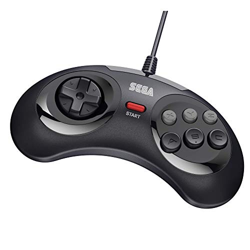 Retro-Bit Official SEGA Mega Drive USB 6-Button Controller for MEGA DRIVE MINI CONSOLE, PC, Switch, Mac, Steam, RetroPie, Raspberry Pi - Black (Nintendo Switch///)