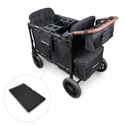 Image of Wonderfold W4 Luxe Pro Bundle - 4-Seater Stroller Wagon with All-Weather Mat, Flex Snack Tray, and Parent Console, Safety-Certified with 5-Point Harnesses - Black