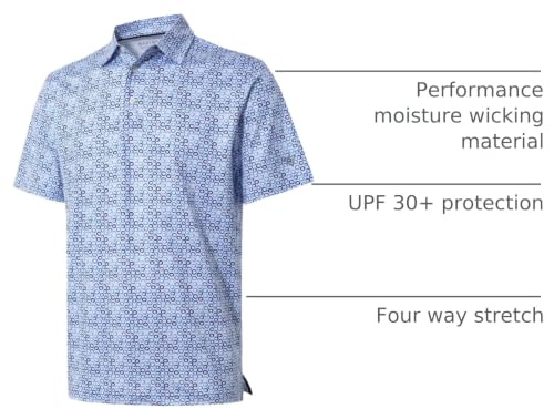 Image of Golf Shirts for Men Dry Fit Short Sleeve Print Performance Moisture Wicking Polo Shirt