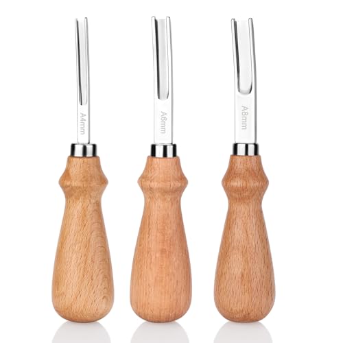 Jmuiiu Leather Edge Skiving Bevelers Tool Skiving Knife Leather Working Tools Leather Edge Trimmer Wide Mouth Skiving Tool for All Types of Leather Processing(4mm 6mm and 8mm)