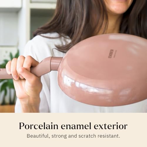 Image of Ember Cookware Arcilla Ceramic Frying Pan 24cm | Non Stick Cookware | Non Toxic Pan | ISI Certified | Ceramic Fry Pan for Cooking | PFAS & PTFE Free | 5-Year Warranty | Terracotta