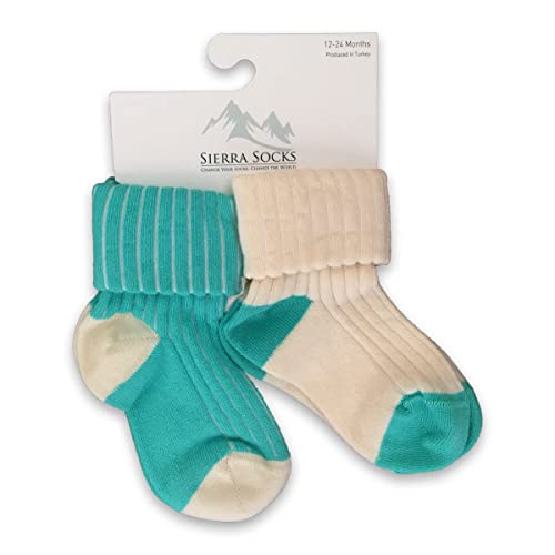 Sierra Socks Toddler Combed Cotton Ribbed Turn Cuff 2-Pack Socks3