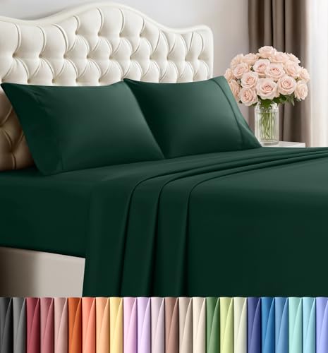 Image of Utopia Bedding King Bed Sheets Set - 4 Piece Bedding - Brushed Microfiber - Shrinkage and Fade Resistant - Easy Care (Emerald Green)
