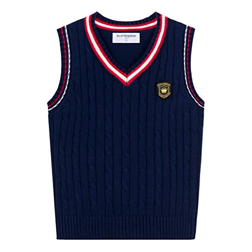 Mud Kingdom Boys and Toddlers' Uniform Cotton V-Neck Sweater Vest Knitted School