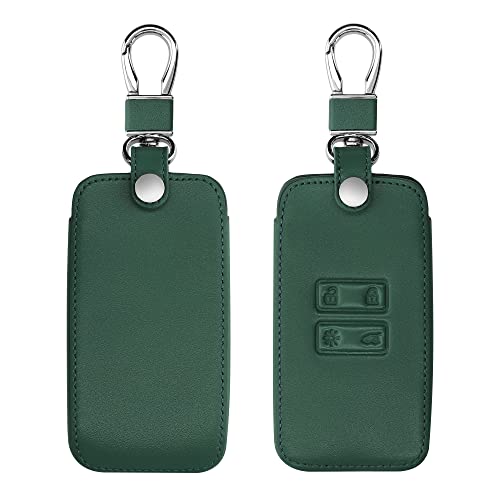 kwmobile カーキー 保護カバー 対応: Renault 4-ボタン 車のキー Smart Key - スマートキー キーケース 鍵ケース PUレザー - 深緑色