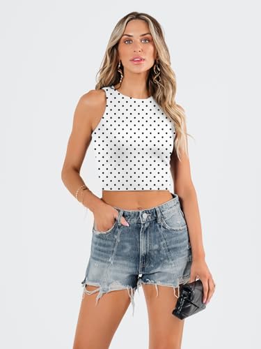 Image of EFAN Women's Double Lined Racerback Crop Tank Top | High Neck Slim Fit Sleeveless Workout Top, No-Bra Essential for Gym, Yoga & Going Out