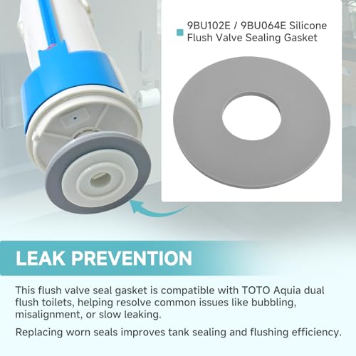 Image of 2-Pack 9BU102E / 9BU064E Silicone Flush Valve Seal Gasket Compatible with TOTO Aquia Dual Flush Toilets ST464M, ST412M, ST413M, ST416M Valve Replacement Part