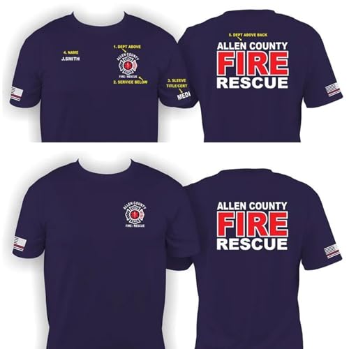 Personalized EMS EMT Rescue T-Shirt Custom EMS Department Fire Rescue Firefighter Shirt Emergency Medical Services Uniform Paramedic Medical Technician Tee Shirts (Style A) (Style A)4