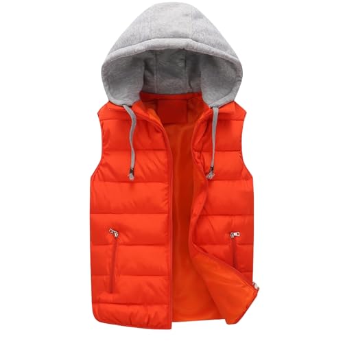 Men's Lightweight Puffer Vest Hooded Quilted Sleeveless Jacket Vest Casual Winter Warm Coat Cotton Padded Outerwear