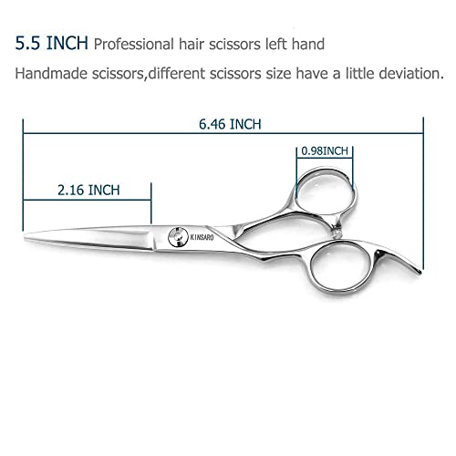 Hair Scissors Left Hand 5.5 Inch Barber Scissors Left Hand Hair Shears Lefty Hair Thinning Shears Barber Shears Left Handed Kinsaro #TOP1