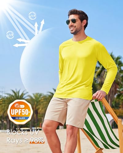 Image of Boladeci Men's UPF 50+ Sun Protection UV SPF Shirts Long Sleeve Lightweight Quick Dry Swim T-Shirts Rash Guard