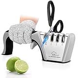 MYVIT 4 en 1 Afilador de cuchillos Afilador Cuchillos Profesional para afilar cuchillos de cocina manual afilador de cuchillos manual con diseño antideslizante y ergonómico para uso doméstico y chef