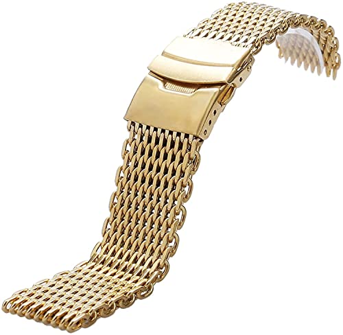 Bande de montre en acier inoxydable doré, mailles haut de gamme