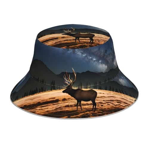 Elk in The Meadow - Sombrero de sol para exteriores, plegable, portátil, para montañismo, pesca, ciclismo, color negro