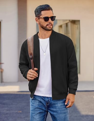 COOFANDY Men's Cotton Bomber Jacket Lightweight Flight Jackets Casual Softshell Varisty Jacket3