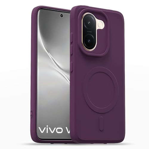 Image of Casotec Back Cover Compatible with Vivo V60e 5G | MagFit Ring Design (Non-Magnetic) | Shockproof Case | Anti-Slip Grip | Raised Camera Edges | Slim Protective Case for Vivo V60e 5G (Purple)