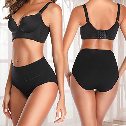 Image of Womens Underwear,Cotton Mid Waist No Muffin Top Full Coverage Brief Ladies Panties Lingerie Undergarments for Women Multipack