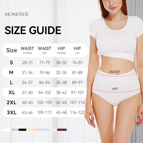 Momoshe Bauchweg Unterhose Damen Unterhosen Frauen Sport Slips Pantys High Waisted Stretch Atmungsaktiv Tanga Menstruationsunterwäsche Weiß 5er Pack S