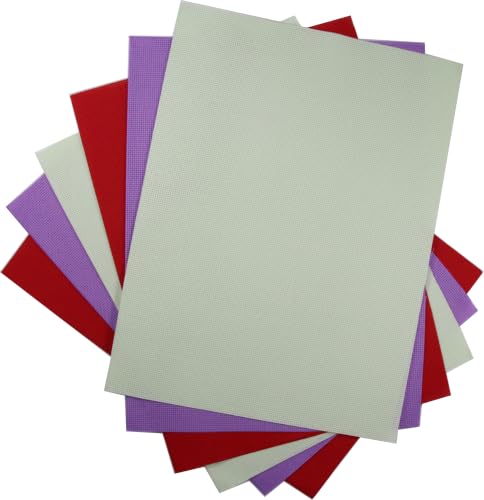 Image of KCS 4 /6 pc of 12 inch x 18 inch(30cmx45cm) 16 Count Cotton Aida Cloth Cross Stitch Fabric (6 pc,Light Green+Lavender+Red)