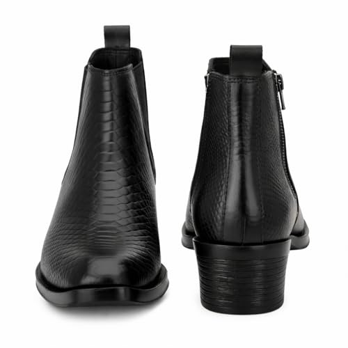 Image of Men's Chelsea Boots with Zipper closure | Croc Textured Leather | Cuban Heel | Italian Design | TPR Sole | Cushioned Insole