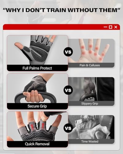 Image of Vinsguir Workout Gloves for Men & Women, Lightweight Breathable Gym Gloves, Exercise Weight Lifting Gloves, Cycling Gloves Curved Open Back for Fitness, Training, Climbing, Kettlebell (Black, Large)