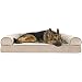 FurHaven Orthopedic Faux Fleece & Chenille Sofa-Style Couch Pet Bed for Dogs and Cats, Cream, Jumbo