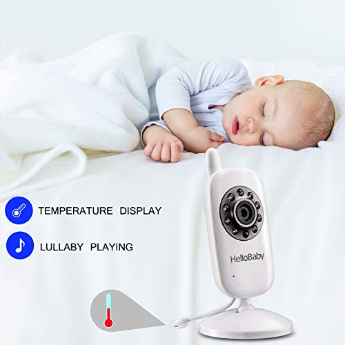 HelloBaby Monitor de vídeo para bebê com câmera digital colorida LCD, zoom e visão noturna infraverm