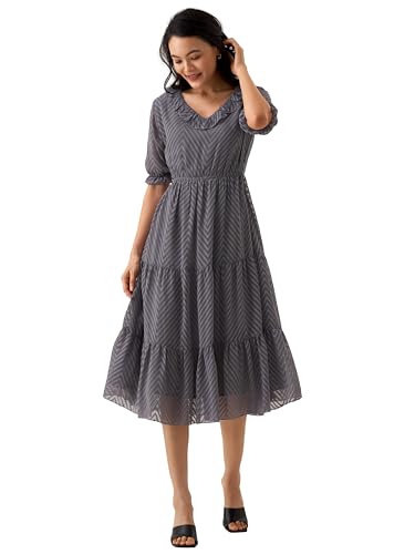 Image of AASK Dress for Women One Piece Kurta Set Tops Knee-Length Fit And Flare Dresses